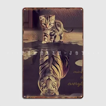 Mačka, Ki Odražajo Tiger Umetnost Plakata Kovinske Plošče, Stene Jama Bar Jama Prilagodite Plakat Tin Prijavite Plakat